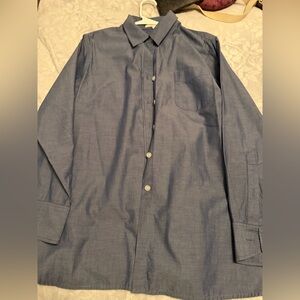Ellen Tracy Men's Casual Blue Button-Down Shirt